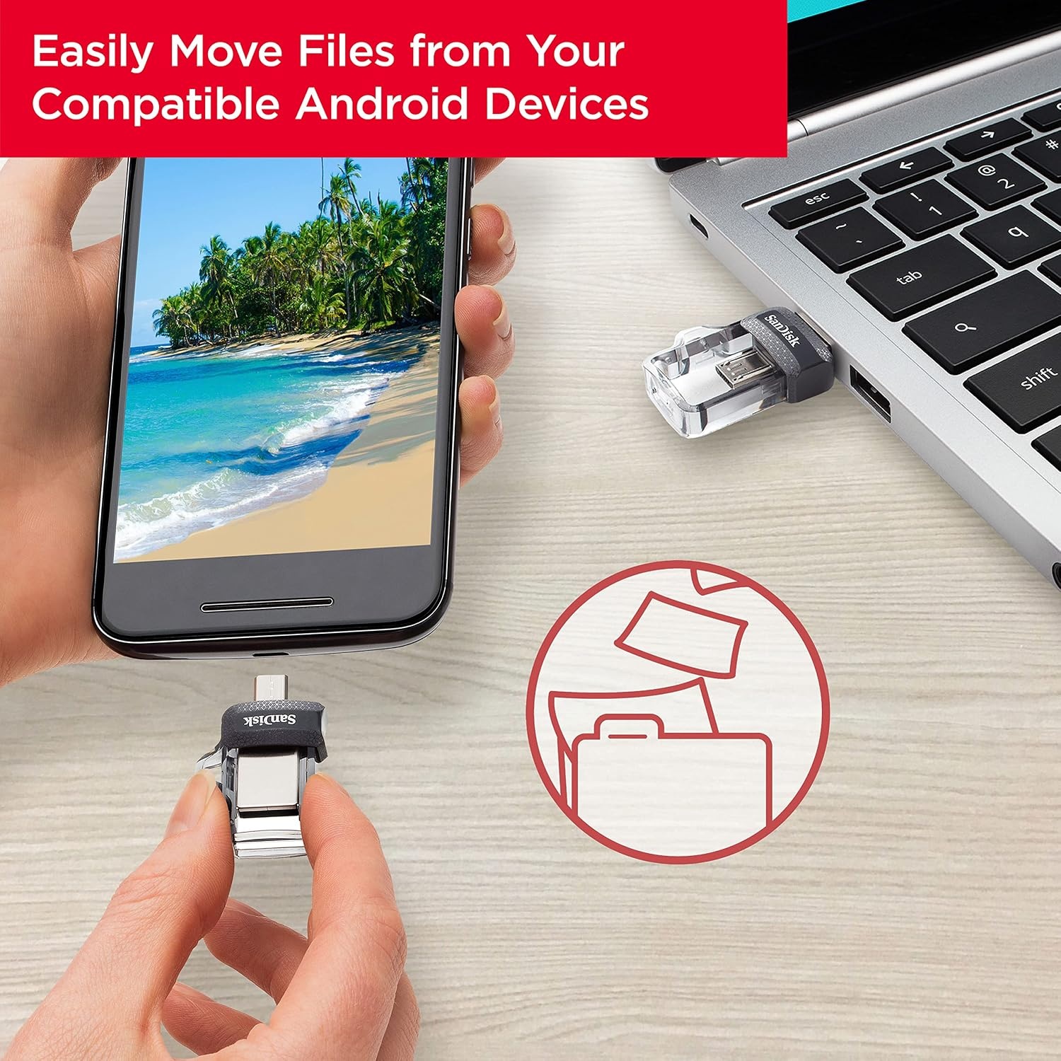 image:imageSANDISK 256GB Ultra Dual Drive m30 for Android Devices and Computers microUSB USB 30 SDDD3256GGAM46256GB