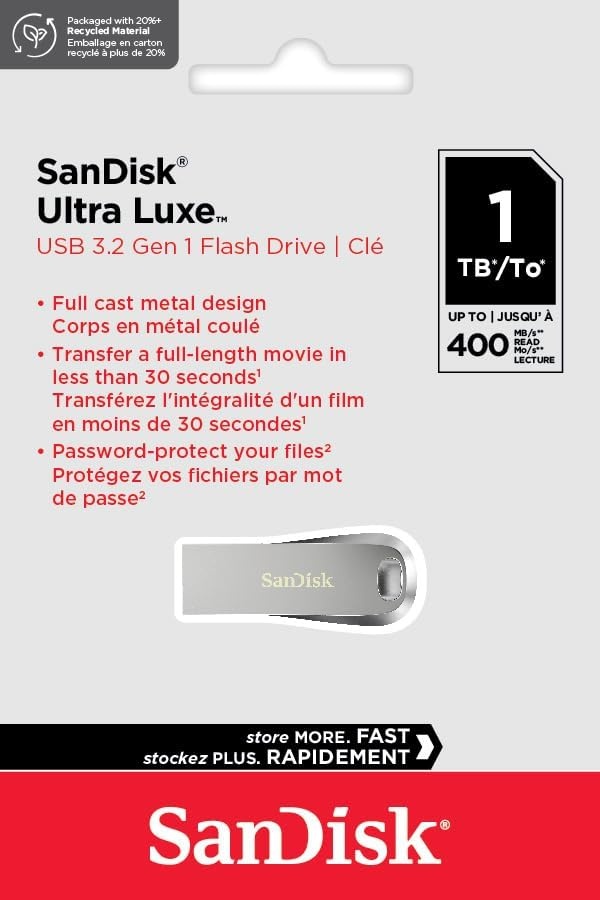 image:imageSANDISK 256GB Ultra Luxe USB 32 Gen 1 Flash Drive SDCZ74256GGAM46Up to 400 MBs