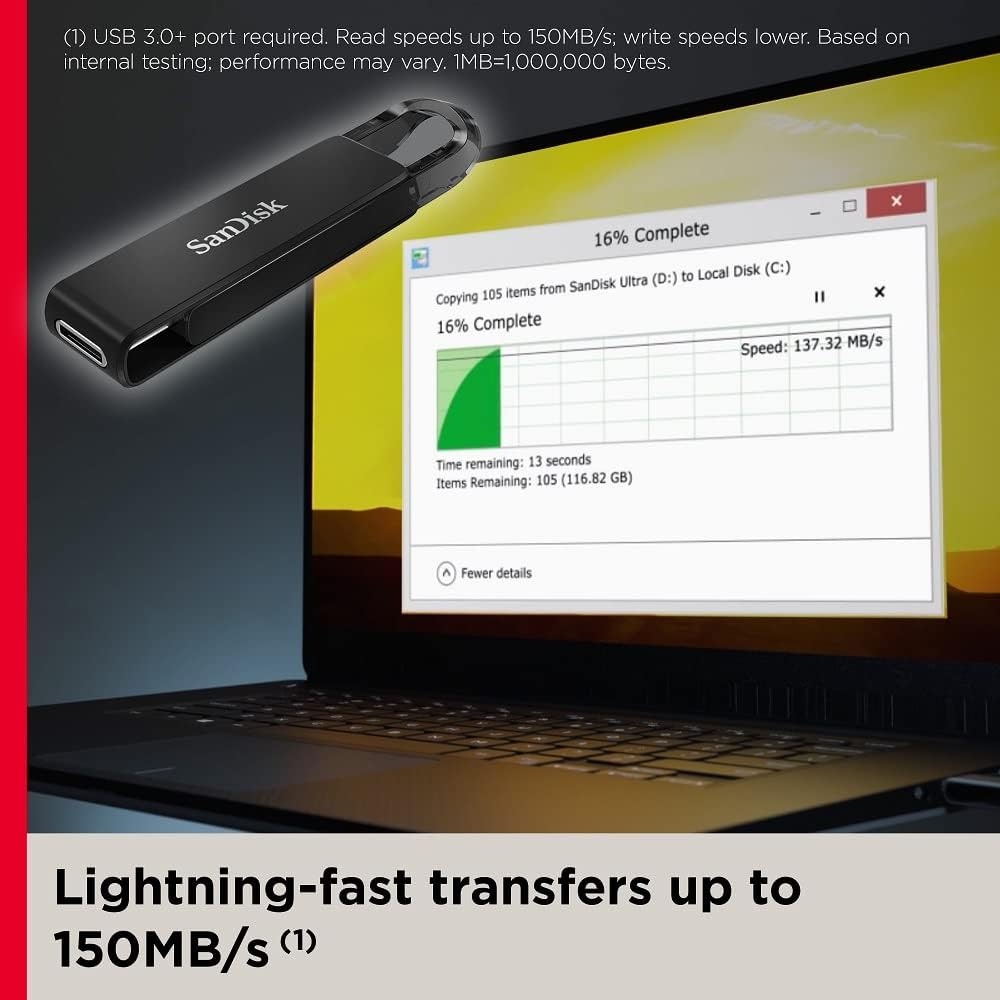 image:imageSANDISK 256GB Ultra USB TypeC Flash Drive SDCZ460256GG4664GB Pack of 2