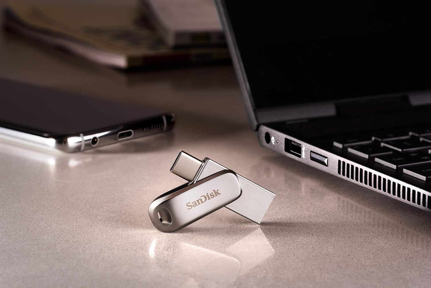 image:imageSANDISK 512GB Ultra Dual Drive Luxe USB TypeC Up to 400MBs SDDDC4512GGAM46Silver