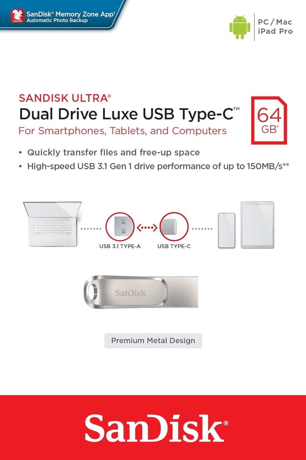 image:imageSANDISK 512GB Ultra Dual Drive Luxe USB TypeC Up to 400MBs SDDDC4512GGAM46Silver