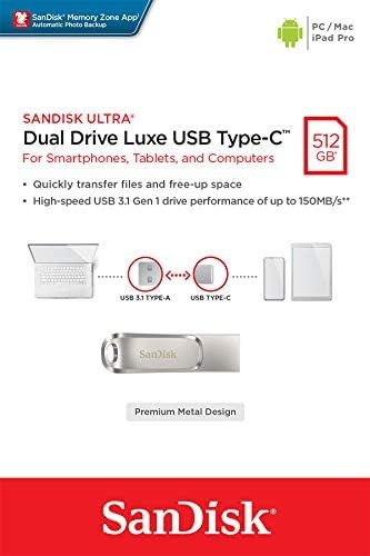image:imageSANDISK 512GB Ultra Dual Drive Luxe USB TypeC Up to 400MBs SDDDC4512GGAM46Silver