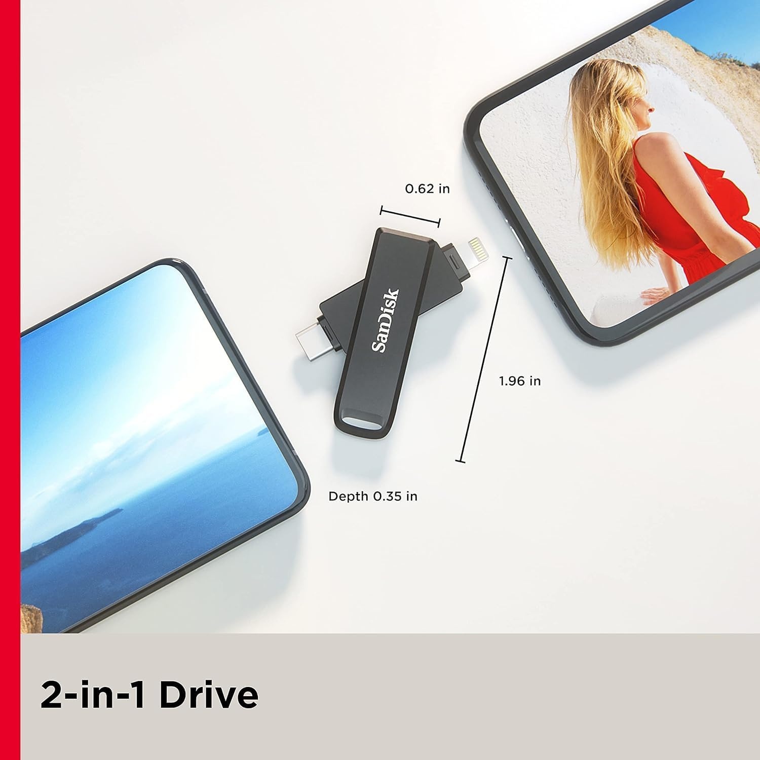 image:imageSANDISK 64GB iXpand Flash Drive Luxe with Lightning and USBC connectors Works with iPhone 14 and older SDIX70N064GGN6NNGray