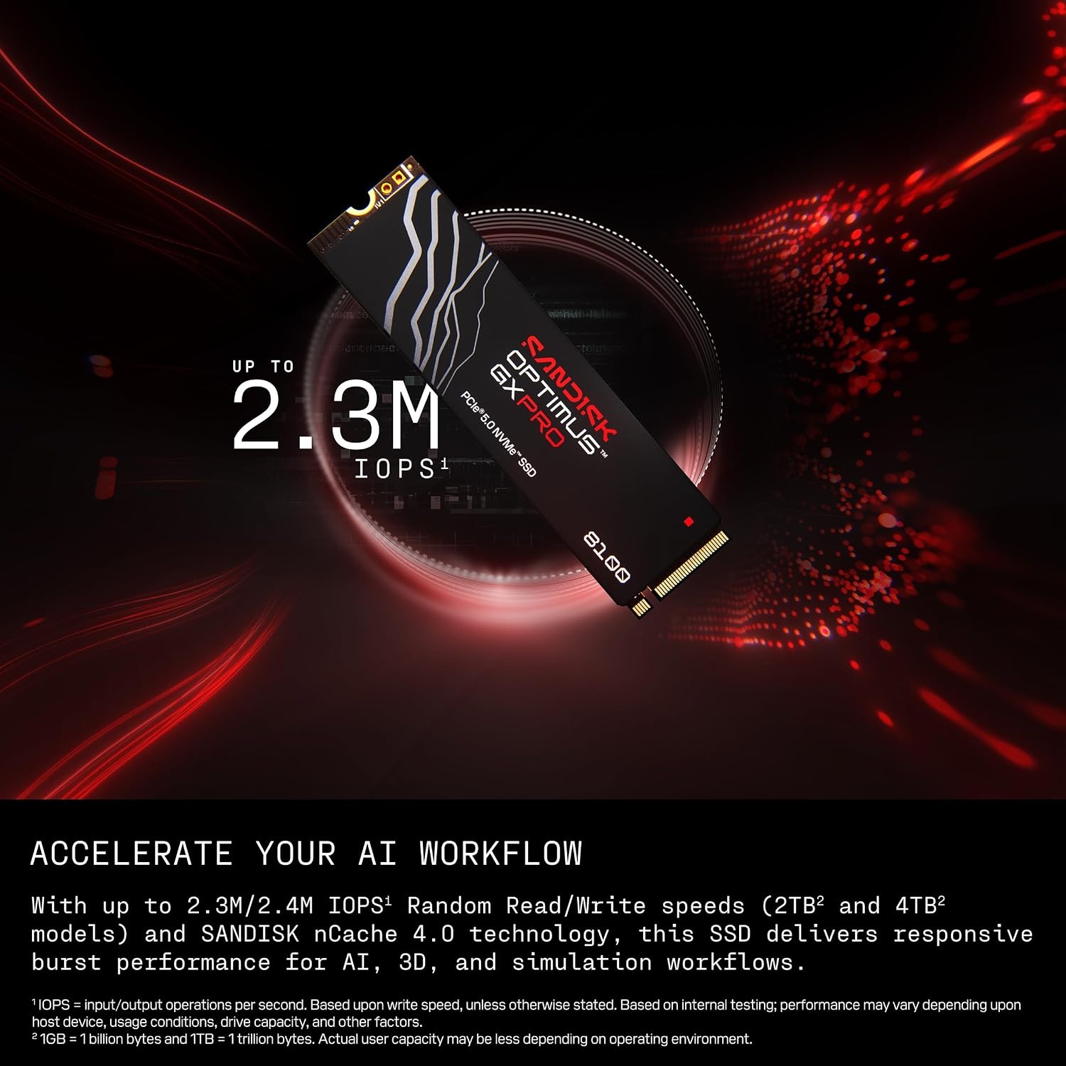 image:imageSANDISK 8TB Optimus GX PRO 8100 PCIe 50 NVMe SSD M2 2280 Up to 14900 MBs Read Speed LightningFast Performance SDSP82800TAN1TB