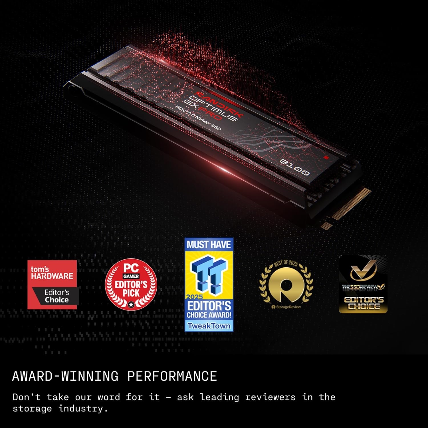 image:imageSANDISK 8TB Optimus GX PRO 8100 PCIe 50 NVMe SSD M2 2280 Up to 14900 MBs Read Speed LightningFast Performance SDSP82800TAN1TB