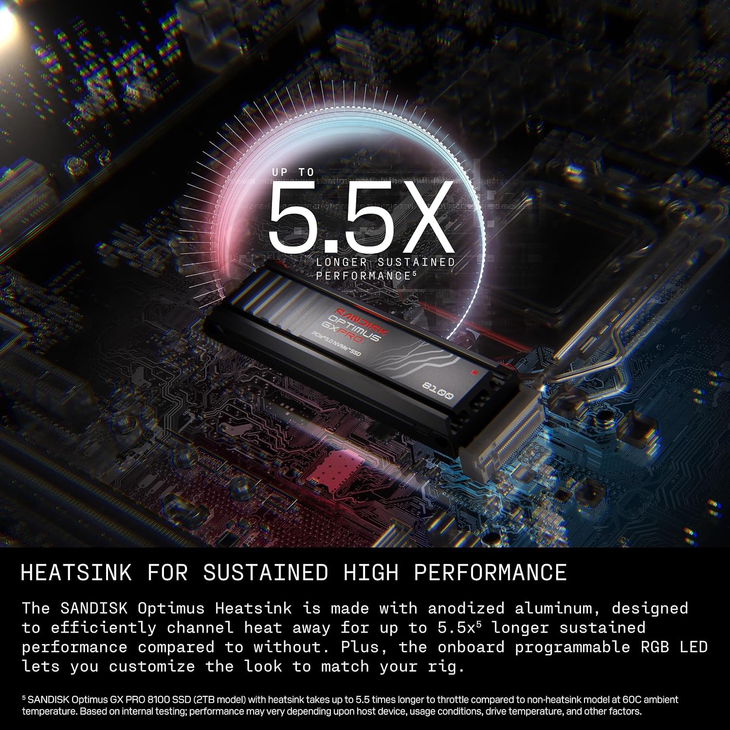 image:imageSANDISK 8TB Optimus GX PRO 8100 PCIe 50 NVMe SSD M2 2280 Up to 14900 MBs Read Speed LightningFast Performance SDSP82800TAN1TB