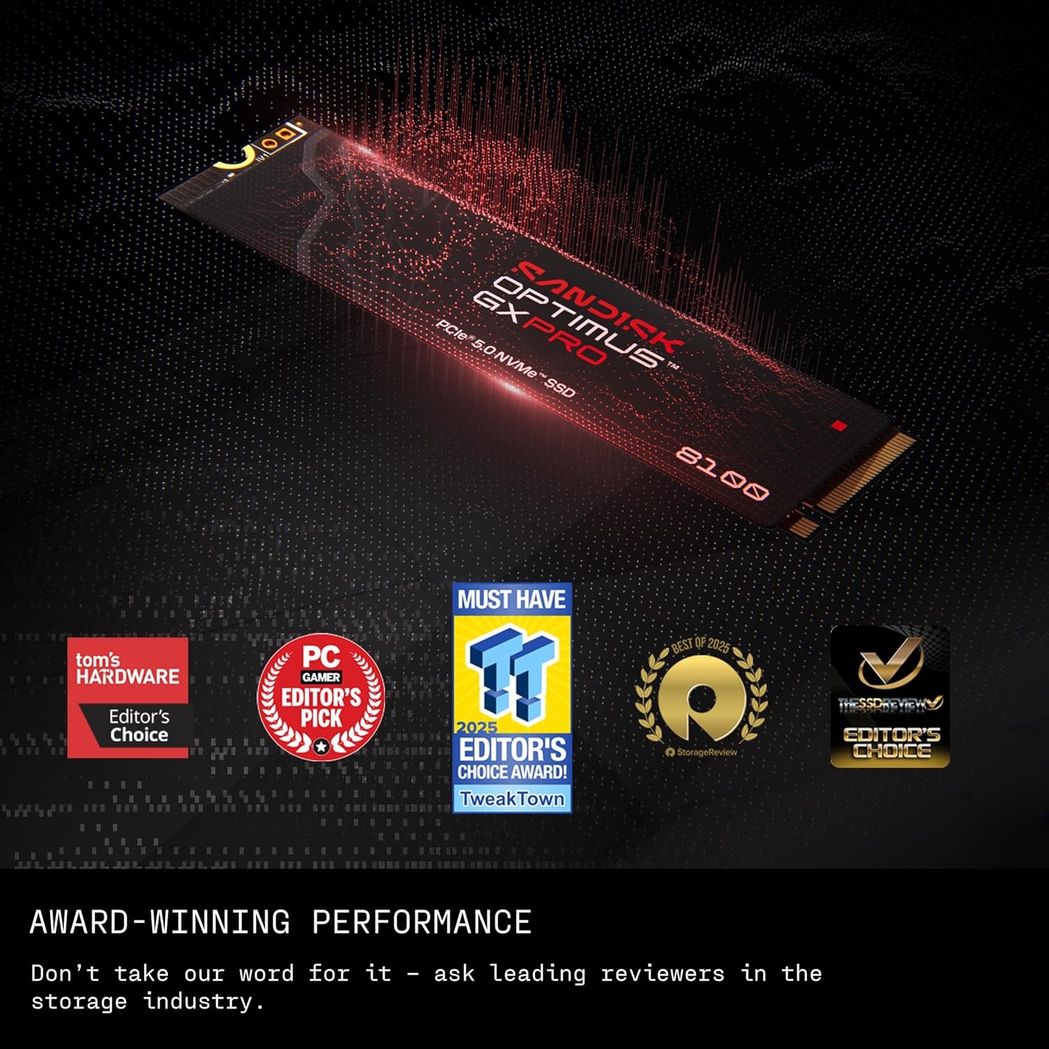 image:imageSANDISK 8TB Optimus GX PRO 8100 PCIe 50 NVMe SSD M2 2280 Up to 14900 MBs Read Speed LightningFast Performance SDSP82800TAN1TB