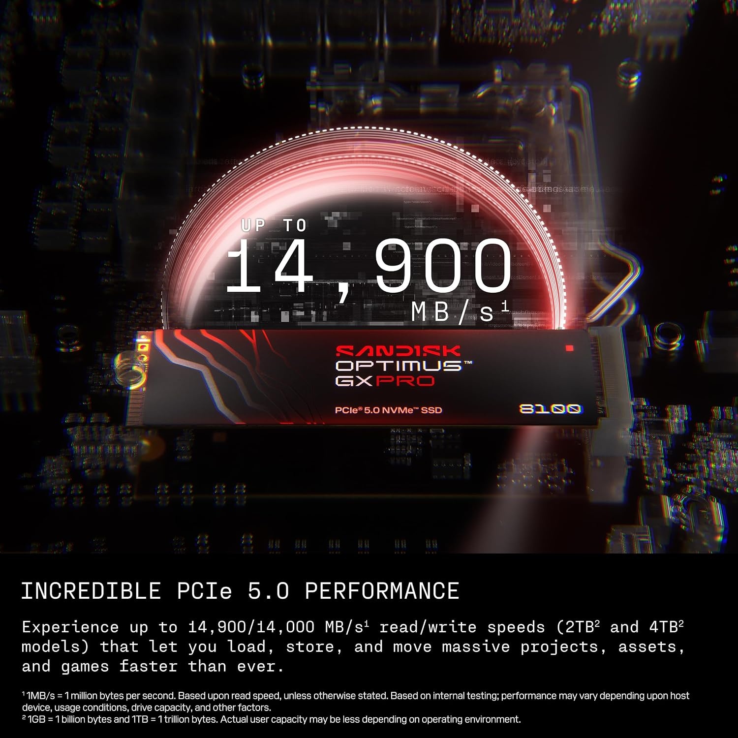 image:imageSANDISK 8TB Optimus GX PRO 8100 PCIe 50 NVMe SSD M2 2280 Up to 14900 MBs Read Speed LightningFast Performance SDSP82800TAN8TB