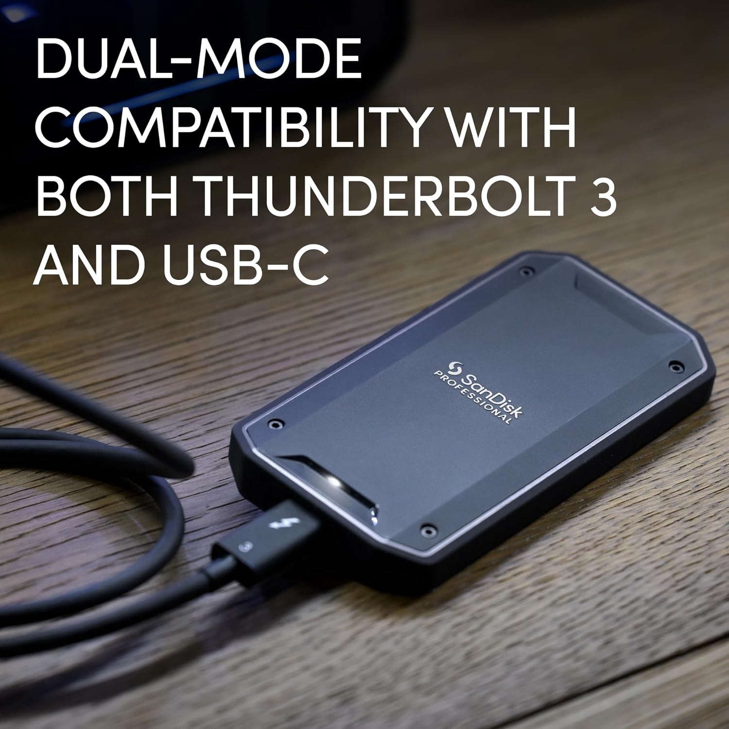 image:imageSANDISK Professional 1TB PROG40 SSD Up to 3000MBs Thunderbolt 3 40Gbps USBC 10Gbps IP68 dustWater Resistance External Solid State Drive SDPS31H001TGBCND Up to 3000MB per S Read Thunderbolt 3 and USBC IP68 Water and Dust 3m Drop and 4000lb Crush 5Yr Warranty4TB