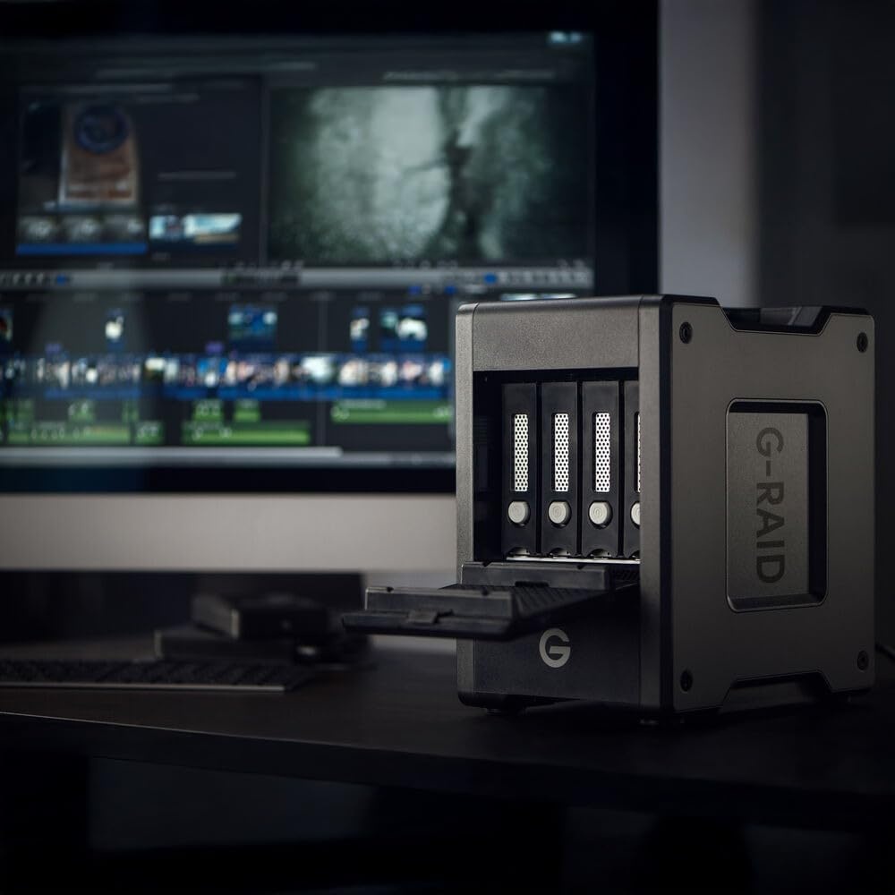image:imageSanDisk Professional 24TB GRAID Shuttle 4 EnterpriseClass 4Bay External Hard Drive Thunderbolt 3 and USBC Transportable Hardware RAID SDPH34H024TNBAAB 24TB Transportable 4Bay Hardware Raid Raid 01510jbod80TB