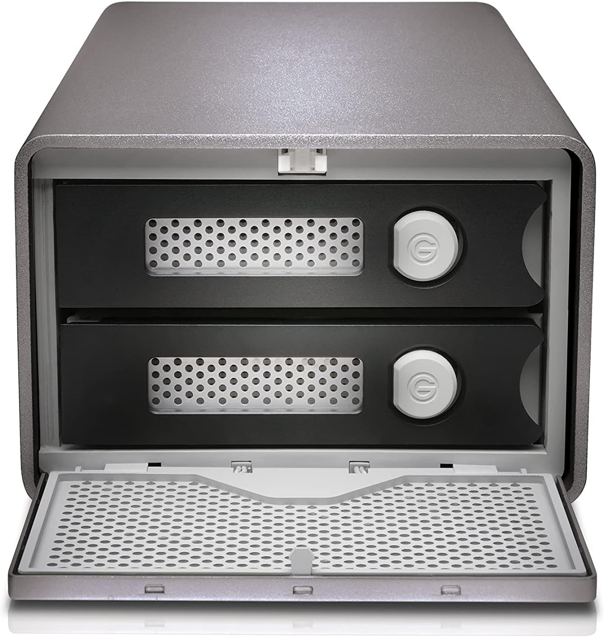 image:imageSanDisk Professional 44TB GRAID Mirror External HDD RAID with Redundancy Thunderbolt 3 USB 10Gbps 7200RPM Ultrastar Hard Drive Up to 260MBs Read in RAID 1 SDPHH2H044TNBAAD 44TB 2Bay Raid 1 Thunderbolt 3 Plus USB 32 GEN2 7200rpm Ultrastar Drives Up to 260MB per S Read ProBlade Slot12TB