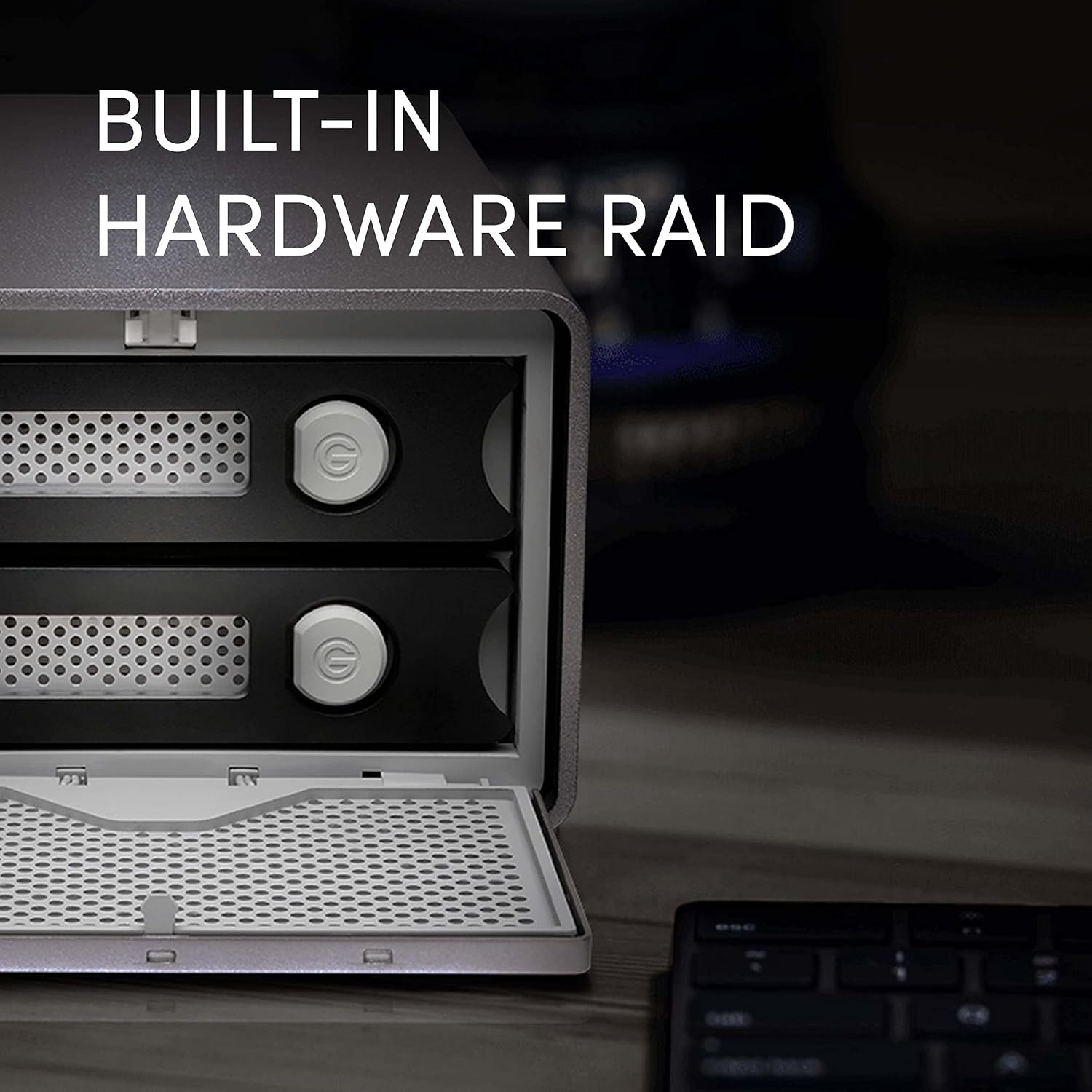 image:imageSanDisk Professional 44TB GRAID Mirror External HDD RAID with Redundancy Thunderbolt 3 USB 10Gbps 7200RPM Ultrastar Hard Drive Up to 260MBs Read in RAID 1 SDPHH2H044TNBAAD 44TB 2Bay Raid 1 Thunderbolt 3 Plus USB 32 GEN2 7200rpm Ultrastar Drives Up to 260MB per S Read ProBlade Slot12TB