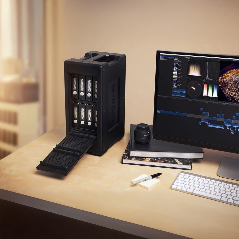 image:imageSanDisk Professional 96TB GRAID Shuttle 8 Transportable EnterpriseClass 8Bay External Hard Drive Thunderbolt 3 and USBC Hardware RAID Up to 1900MBs Read SDPH48H096TNBAAB160TB
