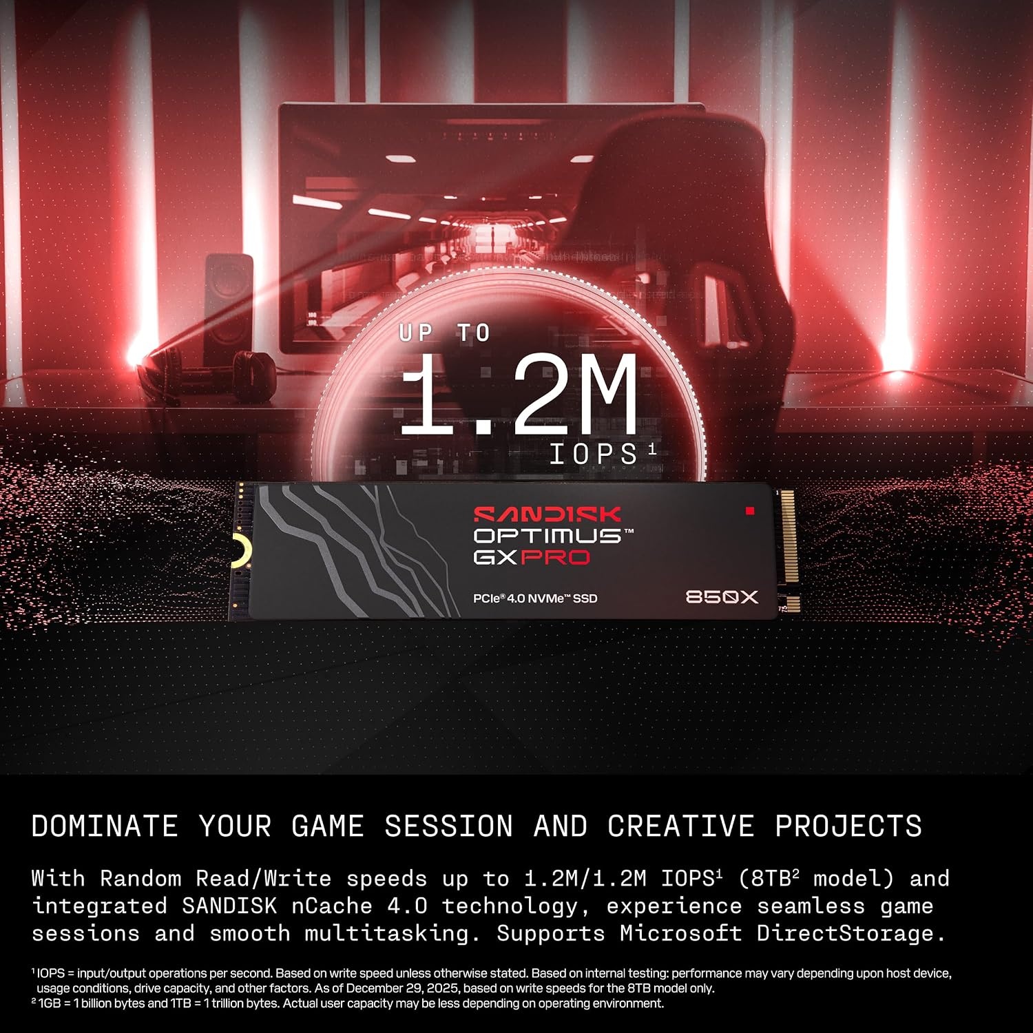 image:imageSandisk Optimus GX PRO 1TB 850X NVMe SSD Internal Solid State Drive Gen4 PCIe M2 2280 Up to 7300 MBs Read Speed SDSP81100TAN1TB