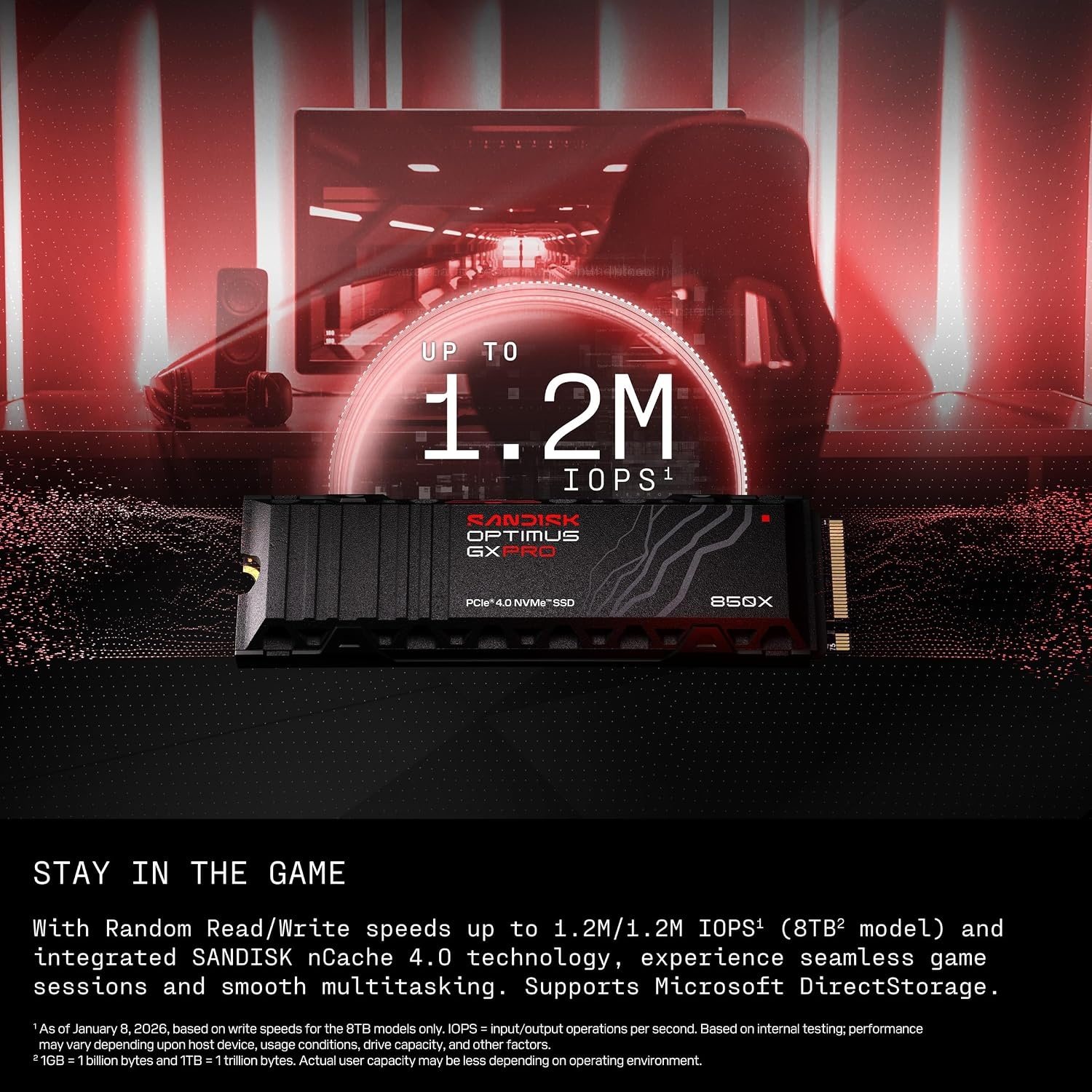 image:imageSandisk Optimus GX PRO 1TB 850X NVMe SSD Internal Solid State Drive Gen4 PCIe M2 2280 Up to 7300 MBs Read Speed SDSP81100TAN2TB