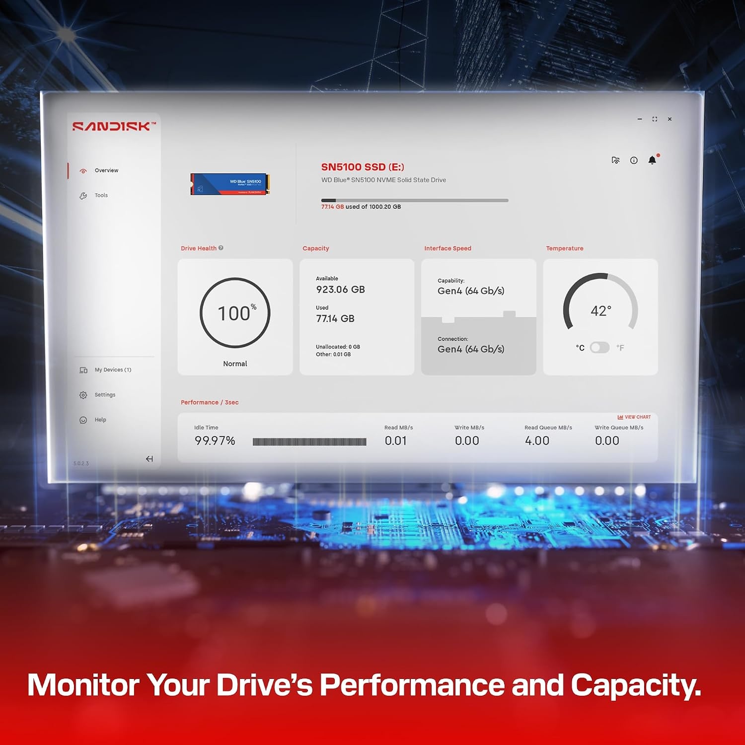 image:imageWD Blue SN5100 1TB NVMe SSD M2 2280 PCIe Gen 40 Internal Solid State Drive Read Speeds Up to 7100MBs Upgrade Storage for PCLaptops WDS100T5B0E1TB