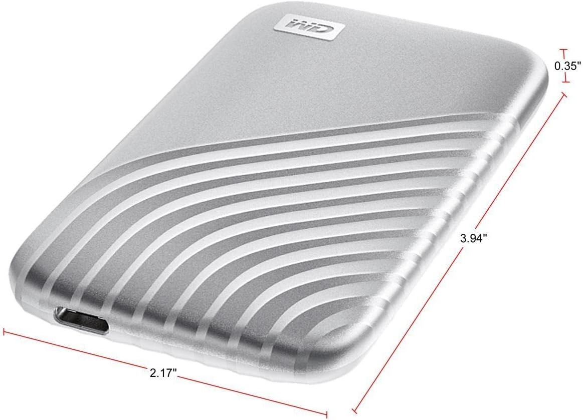 image:imageWestern Digital 2TB My Passport SSD Portable External Solid State Drive Red Sturdy and Blazing Fast Password Protection with Hardware Encryption WDBAGF0020BRDWESNSilver