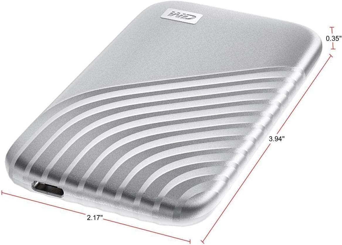 image:imageWestern Digital 2TB My Passport SSD Portable External Solid State Drive Red Sturdy and Blazing Fast Password Protection with Hardware Encryption WDBAGF0020BRDWESNSilver