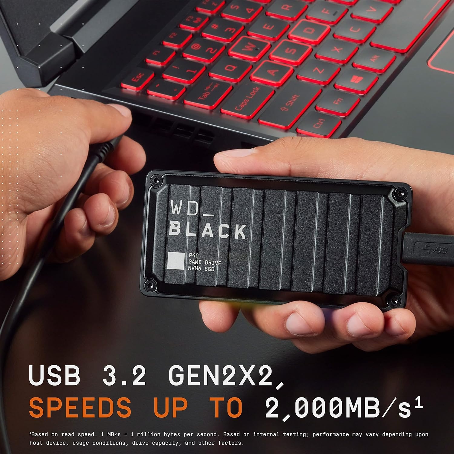 image:imageWestern Digital 2TB P40 Game Drive SSD Up to 2000MBs RGB Lighting Portable External Solid State Drive Compatible with Playstation Xbox PC amp Mac WDBAWY0020BBKWESN1TB