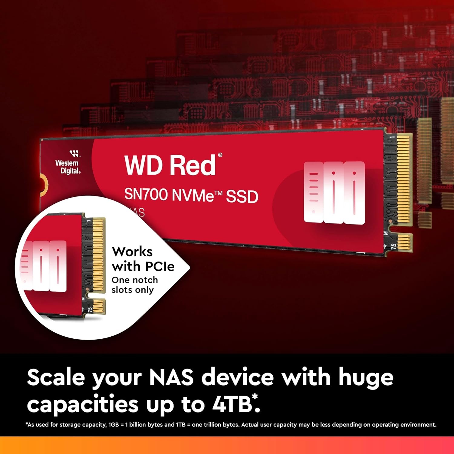 image:imageWestern Digital 500GB WD Red SN700 NVMe Internal Solid State Drive SSD for NAS Devices Gen3 PCIe M2 2280 Up to 3430 MBs WDS500G1R0C2TB