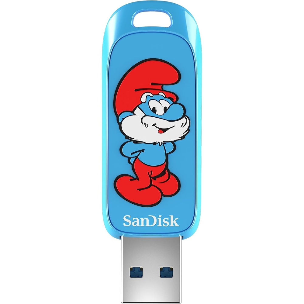 image:imageSANDISK 128GB Smurfs USB Flash Drive Papa Smurf Edition  Up to 130MBs USB TypeA for Gaming Consoles and Computers  SDCZIS128GG46128GB