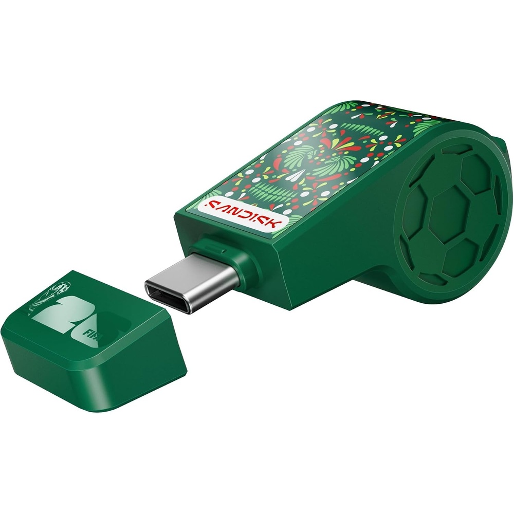 image:imageSANDISK 128GB USBC Flash Drive FIFA World Cup 2026 Edition  Up to 300MBs Transfer speeds USB 32 Gen 1 USB TypeC  Black with Custom Lanyard amp Sticker  SDCZIA128GG46Green
