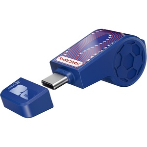 SANDISK 128GB USB-C Flash Drive, FIFA World Cup 2026 Edition – Up to 300MB/s Transfer speeds, USB 3.2 Gen 1, USB Type-C – Black, with Custom Lanyard & Sticker – SDCZIA-128G-G46(Blue)
