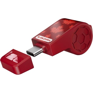 SANDISK 128GB USB-C Flash Drive, FIFA World Cup 2026 Edition – Up to 300MB/s Transfer speeds, USB 3.2 Gen 1, USB Type-C – Black, with Custom Lanyard & Sticker – SDCZIA-128G-G46(Red)