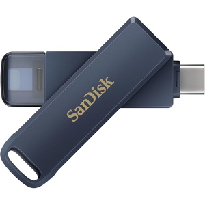 SANDISK 256GB Phone Drive for iPhone, USB C and Lightning, Compatible with iPads, Mac, and Devices, Metallic Blue Finish, 1 Count, SDIXD0N 256G-GN6NE(64GB)