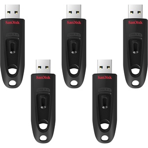 SANDISK 512GB Ultra USB 3.0 Flash Drive – SDCZ48-512G-G46, Black(128GB (5-Pack))