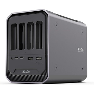 Sandisk Professional, Pro-Dock 4, 4-Bay, Thunderbolt, Reader Docking Station | 4 Dedicated Bays for Sandisk Pro-Readers, 2× TB3 Ports, USB-C, USB-a 3.0, Dp1.4, 1gbe, 0.8m TB3 Cable Included